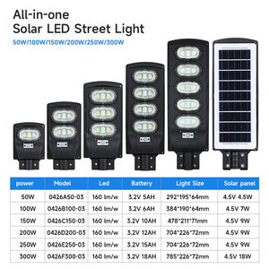 Alltop החדש דגם ip65 עמיד למים חיצונית 50w 100w 150w 200w 250w 300w labs כל אחד הוביל אור רחוב סולארית - Product Image 2