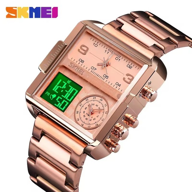 Skmei New Model 1584 Luxury Top Brand Unique Fashion Business Chronograph Men's Time Zone Digital Quartz Movement Wrist Watches