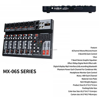 TNH MC-MX04S MX06S Console de mixage audio professionnelle 4/6 canaux Mélangeur de musique avec USB Bluetooth Reverb Mute pour l'enregistrement en studio