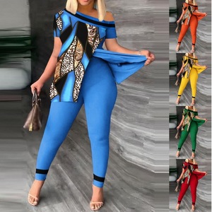 Vibrant-Vibe Women's Asymmetrical Hem <strong>Leopard</strong> <strong>Print</strong> Top &amp; Pocketed Pants <strong>Outfit</strong> - Product Image 2