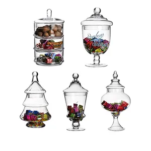 欧洲和美国特殊玻璃罐圣诞树储物罐圣诞玻璃装饰品储罐可以定制标志