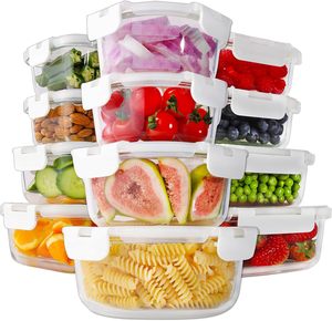 Ensemble de récipients alimentaires en verre borosilicate avec couvercle verrouillable, compatibles four et micro-ondes, prêts pour la rentrée scolaire - Product Image 1