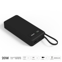 NITIKA 20000mAh 45W PD Power Bank semi-solide, chargeur rapide portable avec câble intégré, certifié 3C et PSE