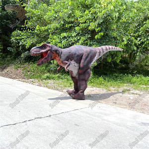 Costume de dinosaure <span class=keywords><strong>T</strong></span>-<span class=keywords><strong>Rex</strong></span> noir personnalisé, avec rugissements, structure métallique et peau en silicone, pour parcs d'attractions et d'aventure. - Product Image 5