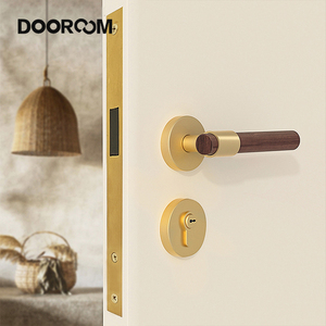 Dooroom Fabricants de serrures de <span class=keywords><strong>porte</strong></span> en laiton pour la maison, ensemble de poignées de <span class=keywords><strong>porte</strong></span> en bois grainé de luxe léger pour hôtels et appartements - Product Image 3