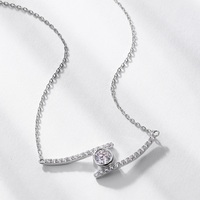 Collier pendentif en argent sterling 925 plaqué rhodium avec barre souriante en moissanite D VVS, bijoux raffinés pour femmes modernes