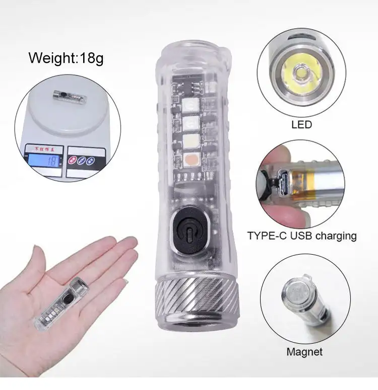DAINING the most popular product multiple modes to adjust brightness colorful mini LED flashlight
