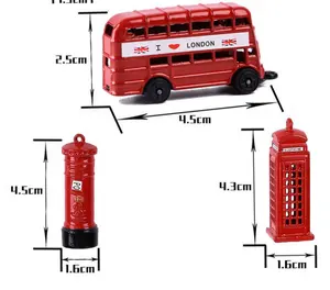 London kotak telepon gantungan kunci logam merah telepon booth keyring lucu souvenir