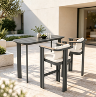 Ensemble de table de bar extérieure de luxe, mobilier de patio, table haute et chaises pour jardin, villa, hôtel, complexe hôtelier