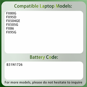 เปลี่ยนแบตเตอรี่แล็ปท็อปของ B31N1726เข้ากันได้กับ FX80G FX95D <span class=keywords><strong>FX504GE</strong></span> FX505G FX95G FX86 - Product Image 2
