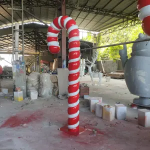 Glasvezel Gigantische Grote Kerst Candy Cane Lolly Peperkoek Sneeuwpop Santa Slee Notenkraker Landschapsdecoraties