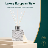 Diffuseur de roseaux en verre cristal personnalisable, aromathérapie personnalisée, parfum d'intérieur, étiquettes privées, vase à huile parfumée avec pompon