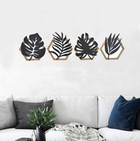 Ferme maison intérieur maison décor luxe hexagone bois cadre métal fer suspendu fleur feuille Art maison mur décor pour salon
