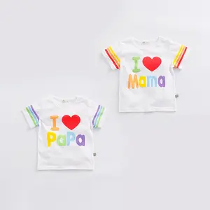 Groothandel 1 Dollar Kleding Pima Katoen Ik Hou Van Mama En Papas Witte Baby T-Shirts