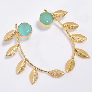 ต่างหูอัญมณีทองเหลืองแฟชั่นสำหรับผู้หญิงทำด้วยมือต่างหูอัญมณีทองเหลืองชุบทอง14K เครื่องประดับทองเหลืองออกแบบได้ตามต้องการส่งออก - Product Image 1