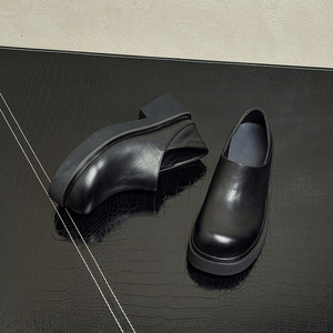 Envío Directo, Nuevos Zapatos Casuales de Cuero para Hombre, Minimalistas, con Punta Redonda, Suela Gruesa de 6 cm, Tacón Convertible de 2 en 1 para Aumentar la Altura - Product Image 3