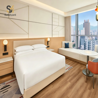 Fournisseur de projets de mobilier haut de gamme pour hôtels et résidences : Ensemble de lit king size en bois et meubles de chambre personnalisés pour coin salon