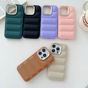 Luxury Down Jacket Cloth Phone Cover For IPhone 15 14 13 12 11 Soft Puffer Phone Case For IPhone 14 15 Pro Max