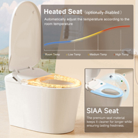 S037 Toilette intelligente avec capteur au pied, double chasse, télécommande, siphon en P, cuvette allongée, conception monobloc pour usage domestique et hôtelier