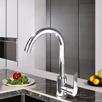 Robinet de cuisine et de salle de bain classique en acier inoxydable 304 Bec rotatif à 360 degrés Robinet d'évier chaud et froid