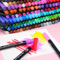 Stylo aquarelle double pointe 36 couleurs effaçable en PP – Ensemble de marqueurs à pointe fine et pinceau pour surligneur, peinture et contour artistique