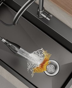 Fregadero de Cocina Grande Individual de Acero Inoxidable 304, Multifuncional, para Lavar Vegetales, con Cuatro Orificios - Product Image 5