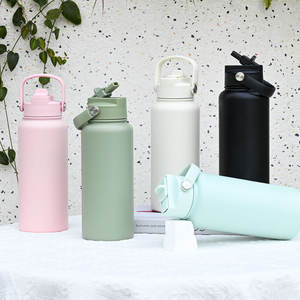 Botella de Agua Aislada Personalizada de 32oz, Tapa a Presión Antipolvo de Acero Inoxidable, Termo al Vacío para Fitness y Senderismo - Product Image 5