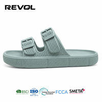 Sandales personnalisées pour hommes en EVA à double boucle réglables, fabrication OEM, vente en gros, chaussures de plage légères et confortables
