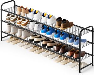 Zapatero largo <span class=keywords><strong>para</strong></span> armario, organizador de zapatos metálico <span class=keywords><strong>para</strong></span> entrada, estante apilable ancho <span class=keywords><strong>para</strong></span> almacenamiento de zapatos con rejilla de alambre resistente <span class=keywords><strong>para</strong></span> armario - Product Image 1
