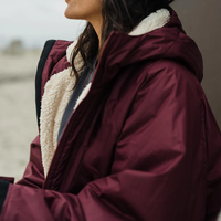 Robe de change unisexe grande taille à capuche épaisse, doublée en polaire Sherpa, respirante, coupe-vent, imperméable, séchage rapide, parka zippée pour le surf