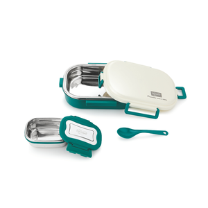 Boîte à lunch isotherme en acier inoxydable de qualité supérieure, récipient de stockage alimentaire étanche, boîte à lunch portable, 2 compartiments, 500 ml, micro-ondes - Product Image 2