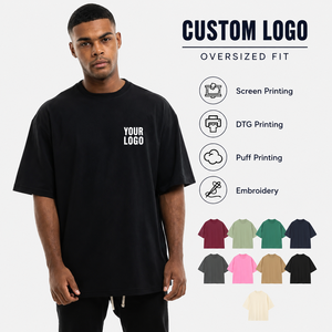 เสื้อยืดคอกลมโอเวอร์ไซส์แขนสั้นผ้าคอตตอน 100% สกรีนโลโก้ตามสั่งขายส่ง ป้องกันการหดตัว น้ำหนักมาก ใส่ได้ทั้งชายและหญิง - Product Image 2