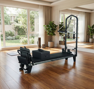 Reformeur de yoga et de Pilates avec tour |   Équipement de fitness pour salle de sport à domicile |   Ensemble d'appareils de musculation en aluminium noir - Product Image 1