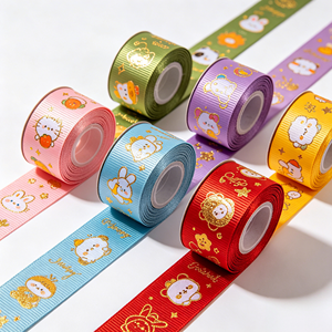 Ruban gros-grain personnalisé à double face avec des personnages d'animaux kawaii pour les fournitures de fête d'anniversaire des enfants, pour les boîtes cadeaux et les sacs de bonbons - Product Image 5