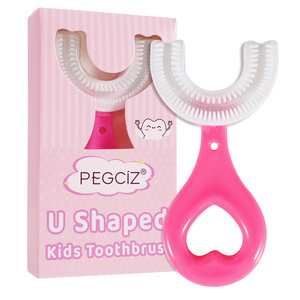 PEGCIZ KidsToothbrush sikat silikon Grade makanan kepala bulu lembut 360 desain pembersih gigi Oral untuk balita anak-anak - Product Image 1