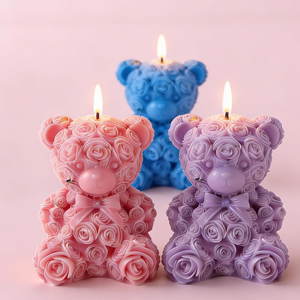 Molde de Silicona para Velas con Diseño 3D de Oso para el Día de San Valentín, Molde de Oso Rosa, Molde de Oso Corazón para Hacer Velas - Product Image 4