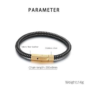 Pulsera de malla industrial Pulsera de acero inoxidable para hombre con cierre de liberación rápida Pulsera de cuerda de cuero ajustable - Product Image 5