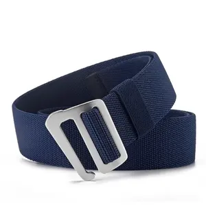 Ceinture en toile pour hommes, ceinture élastique d'extérieur, boucle en aluminium, polyvalente, réglable, en nylon tissé