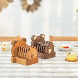 Sous-verre en bois en forme d'ours, isolant thermique, pour café, thé, boissons, utilisation sur table - Product Image 3