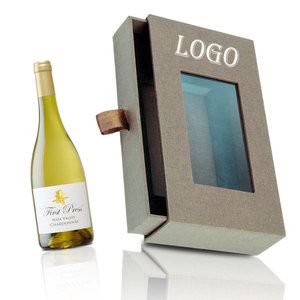 Bán Buôn Chất Lượng Cao Cứng Nhắc Màu Xám Tông Ngăn Kéo Cho Chai Rượu Vang Thanh Lịch Hiển Thị Cửa Sổ Rượu Vang Nho Hộp Cho Vodka Tequila - Product Image 1