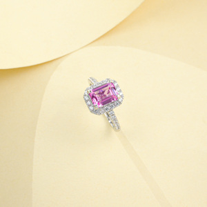 S925 <b>Silver</b> Lab Grown Padparadscha Pink Blue Sapphire <b>Solitaire</b> <b>Ring</b> Fashion Fine Jewelry Wedding Engagement Gift for WomenQ - Product Image 5