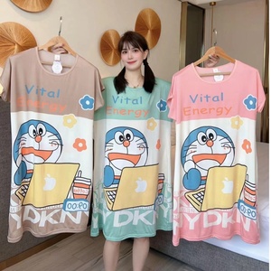 Abito da <span class=keywords><strong>notte</strong></span> a buon mercato da donna cartoni animati estivi da donna con stampa Midi gonne da <span class=keywords><strong>notte</strong></span> Oversize Casual pigiami da <span class=keywords><strong>notte</strong></span> - Product Image 2