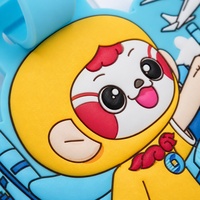 Etiqueta de Equipaje de PVC con Diseño de Mono de Dibujos Animados, Etiqueta de Identificación de Equipaje de Goma Suave Personalizada, Diseño de Personaje Adorable con Patrón de Tren Urbano