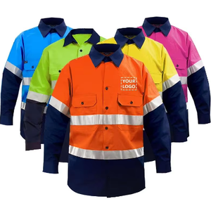 Cotton Xây Dựng Khai Thác Mỏ Đồng Phục Dài Tay Áo Làm Việc Biểu Tượng Tùy Chỉnh Phản Quang Quần Áo An Toàn Hi VIS Người Đàn Ông Của Fr Làm Việc Cộng Với Kích Thước - Product Image 5