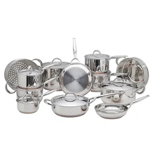 Nhà Sản Xuất Bán Buôn Nấu Ăn Cookware Nồi Sữa Thép Không Gỉ Đặt Nhà Bếp Kim Loại OEM Đóng Gói Đồ Dùng Nhà Bếp Nồi Và Chảo