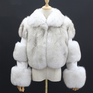 Giacca in pelliccia da donna a manica lunga in <span class=keywords><strong>vera</strong></span> pelliccia di volpe con pelliccia invernale in <span class=keywords><strong>vera</strong></span> <span class=keywords><strong>pelle</strong></span> - Product Image 1