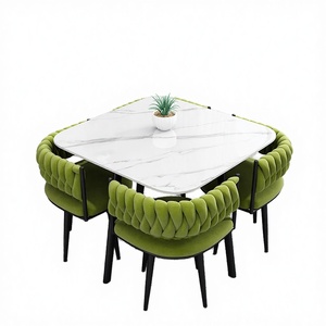 Light Luxury Longstar Miyu Decorative Stone Slab Coffee Dining <b>Table</b> Modern Steel Frame Reception Negotiation <b>Table</b> Chair - Product Image 2