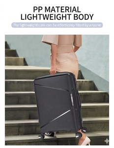 Ensemble <span class=keywords><strong>de</strong></span> bagages incassables en PP, 3 pièces, noir, coque rigide en polypropylène, valises légères, sacs <span class=keywords><strong>de</strong></span> voyage à roulettes, polyester imperméable - Product Image 2