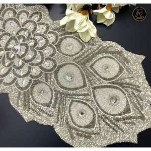 Artistic handmade beaded <b>table</b> <b>runner</b> for dining and <b>coffee</b> <b>table</b> premium decor accessory for festive and everyday elegance - Product Image 2