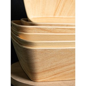Hot pot rotatif DIY en libre-service avec vaisselle en mélamine, plateau de légumes sukiyaki commercial, rectangulaire imitation bois - Product Image 3